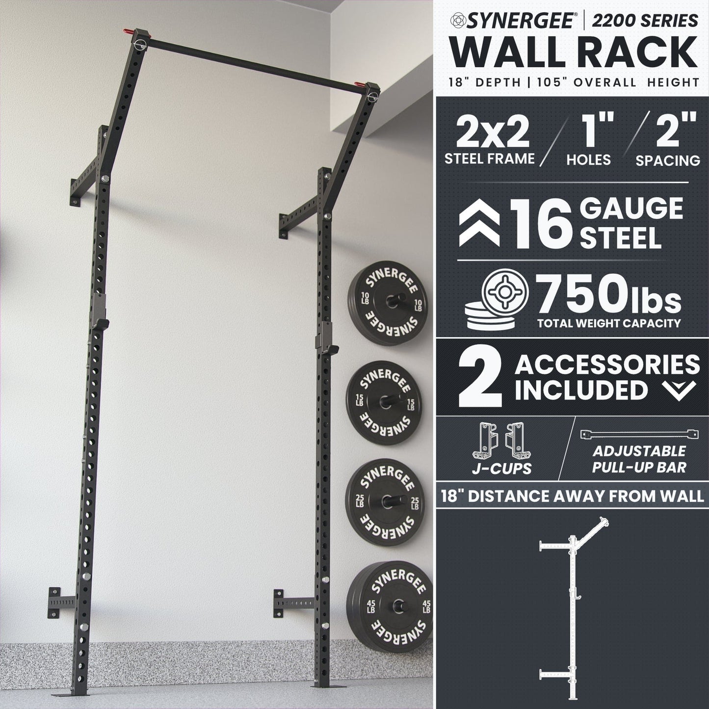 Synergee Synergee 2200 Series Wall Mounted Squat Rack