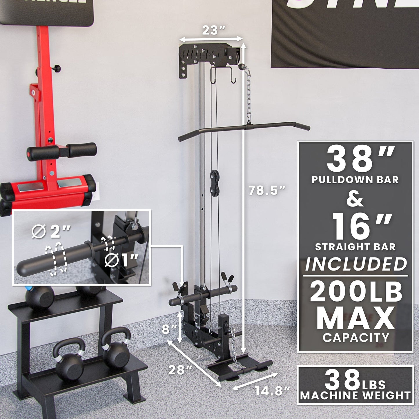 Synergee Wall Mounted Lat Pulley Machine - Grit Grind Strength
