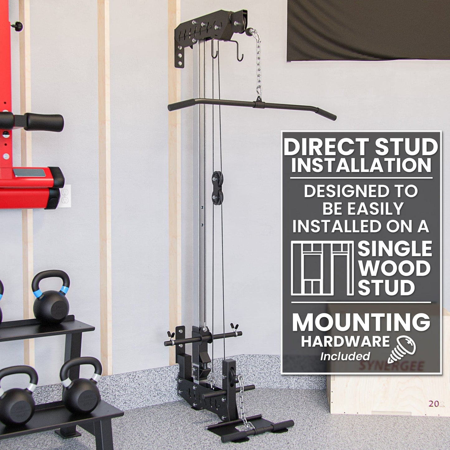 Synergee Wall Mounted Lat Pulley Machine - Grit Grind Strength