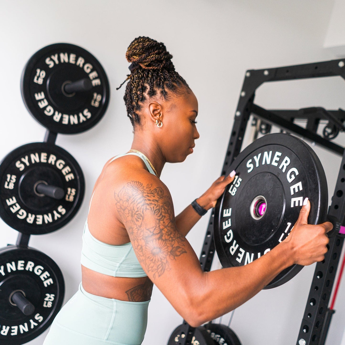 Synergee Weight Plate Wall Storage Rack - Grit Grind Strength