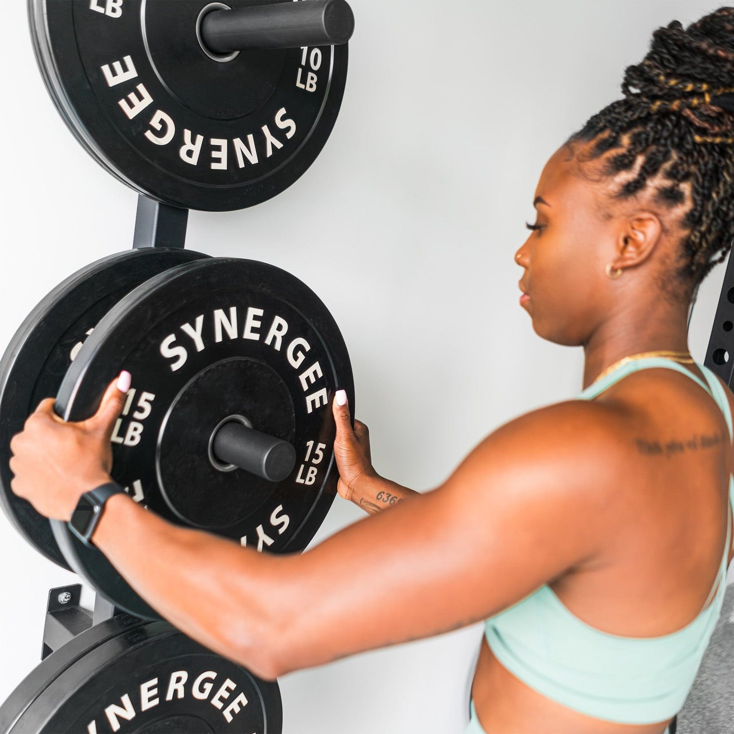 Synergee Weight Plate Wall Storage Rack - Grit Grind Strength