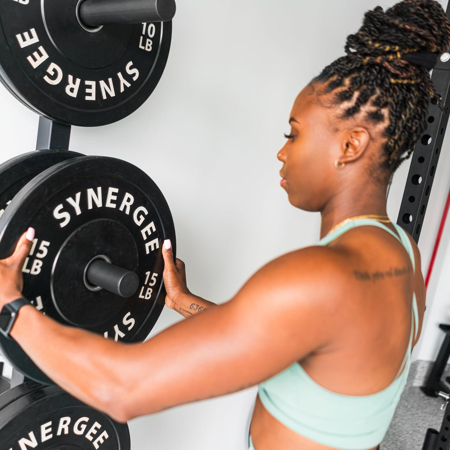Synergee Weight Plate Wall Storage Rack - Grit Grind Strength