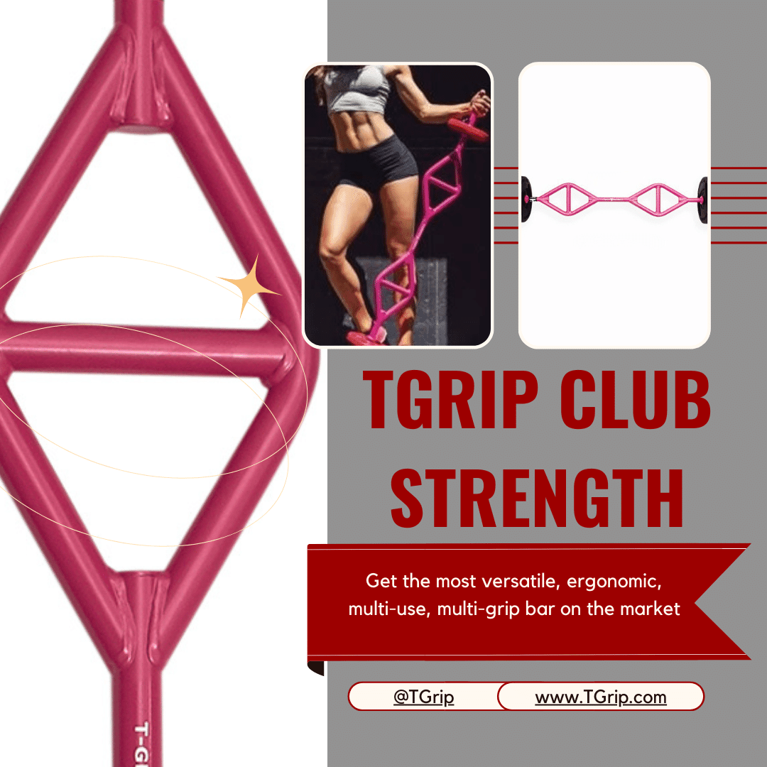 TGrip Club Strength Bar (Pink) - Multi Grip - Functional Training - Football - Swiss - Neutral - Grit Grind Strength
