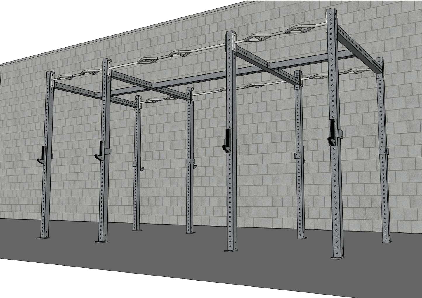TGrip Commercial 14' Rig - 3x3 Steel - Functional Multi - Grip Pull - Up - Sandwich Style J - Hooks - Grit Grind Strength