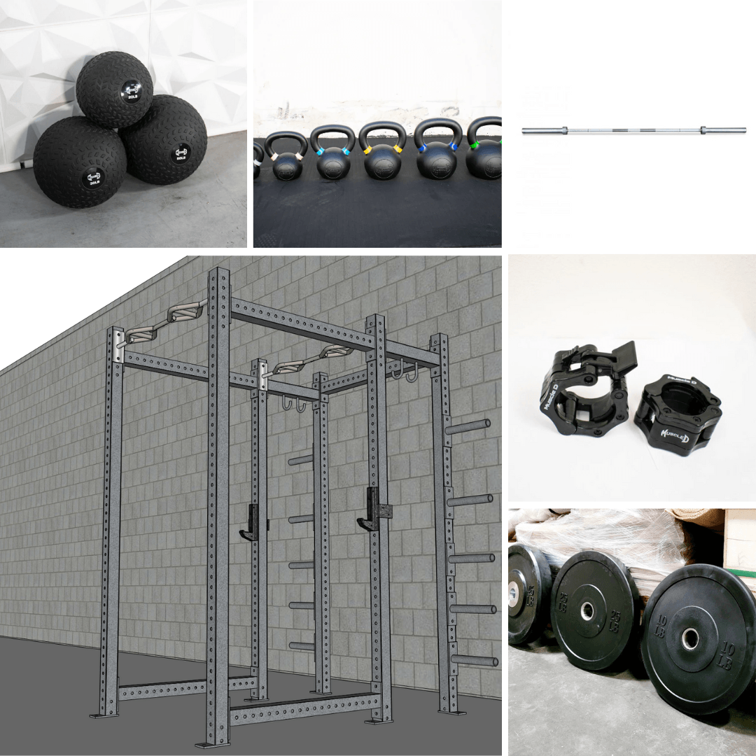 TGrip Commercial Full Power Rack Set - 3x3 Steel - Functional Multi - Grip Pull - Up - Plate Storage - J - Hooks - Grit Grind Strength