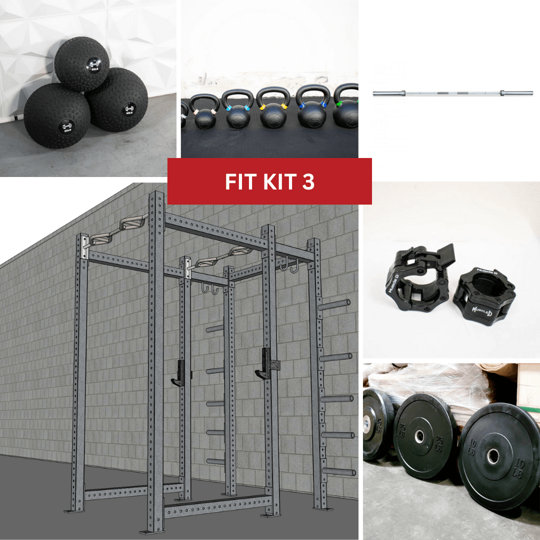 TGrip Commercial Full Power Rack Set - 3x3 Steel - Functional Multi - Grip Pull - Up - Plate Storage - J - Hooks - Grit Grind Strength