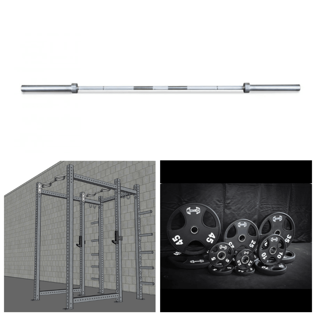 TGrip Commercial Full Power Rack Set - 3x3 Steel - Functional Multi - Grip Pull - Up - Plate Storage - J - Hooks - Grit Grind Strength
