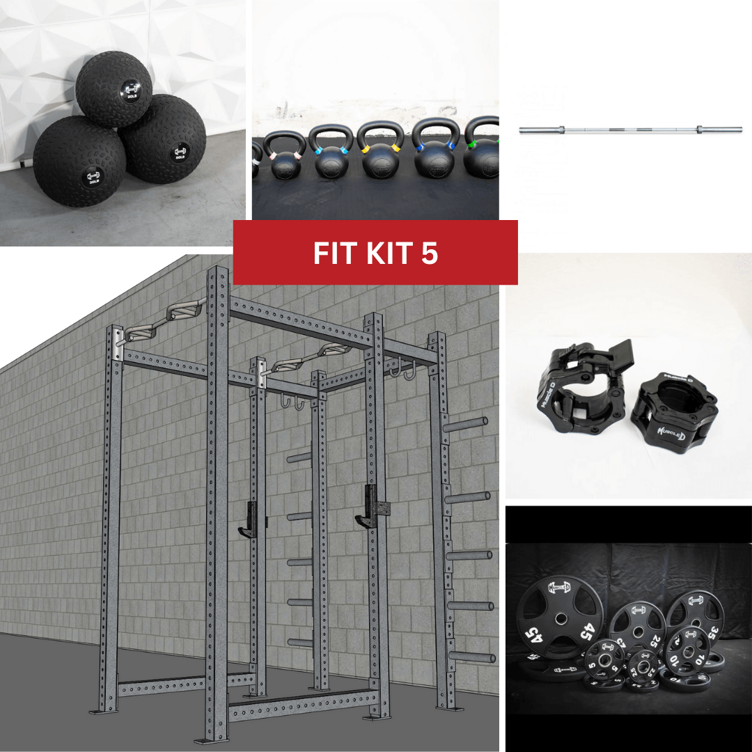 TGrip Commercial Full Power Rack Set - 3x3 Steel - Functional Multi - Grip Pull - Up - Plate Storage - J - Hooks - Grit Grind Strength