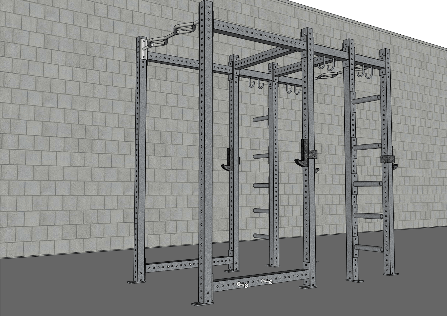 TGrip Commercial Rack and a Half - 3x3 Steel - Functional Multi - Grip Pull - Up - Plate Storage - J - Hooks - Grit Grind Strength