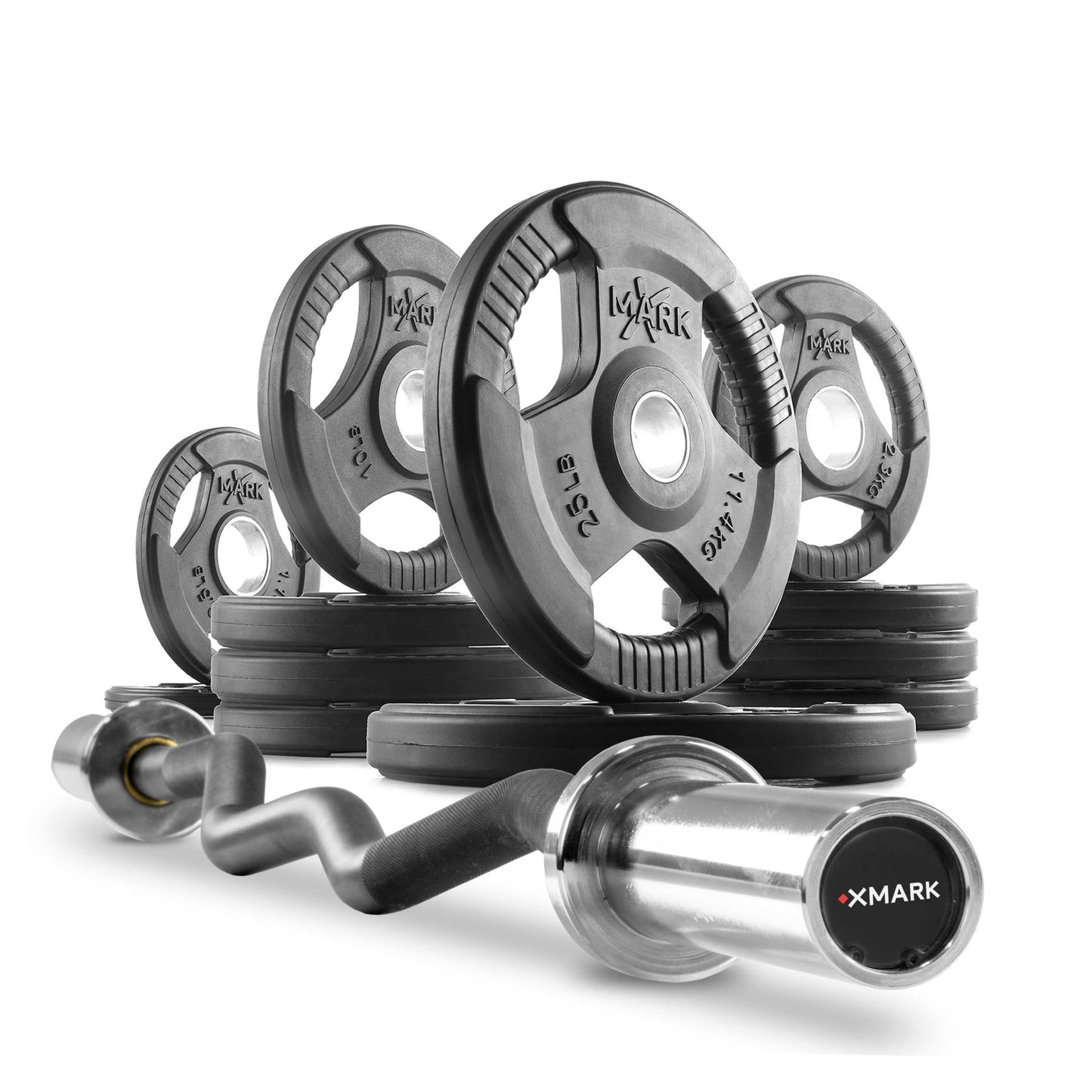 Tri - Grip Olympic Weight Plates and Curl Barbell Sets - Grit Grind Strength