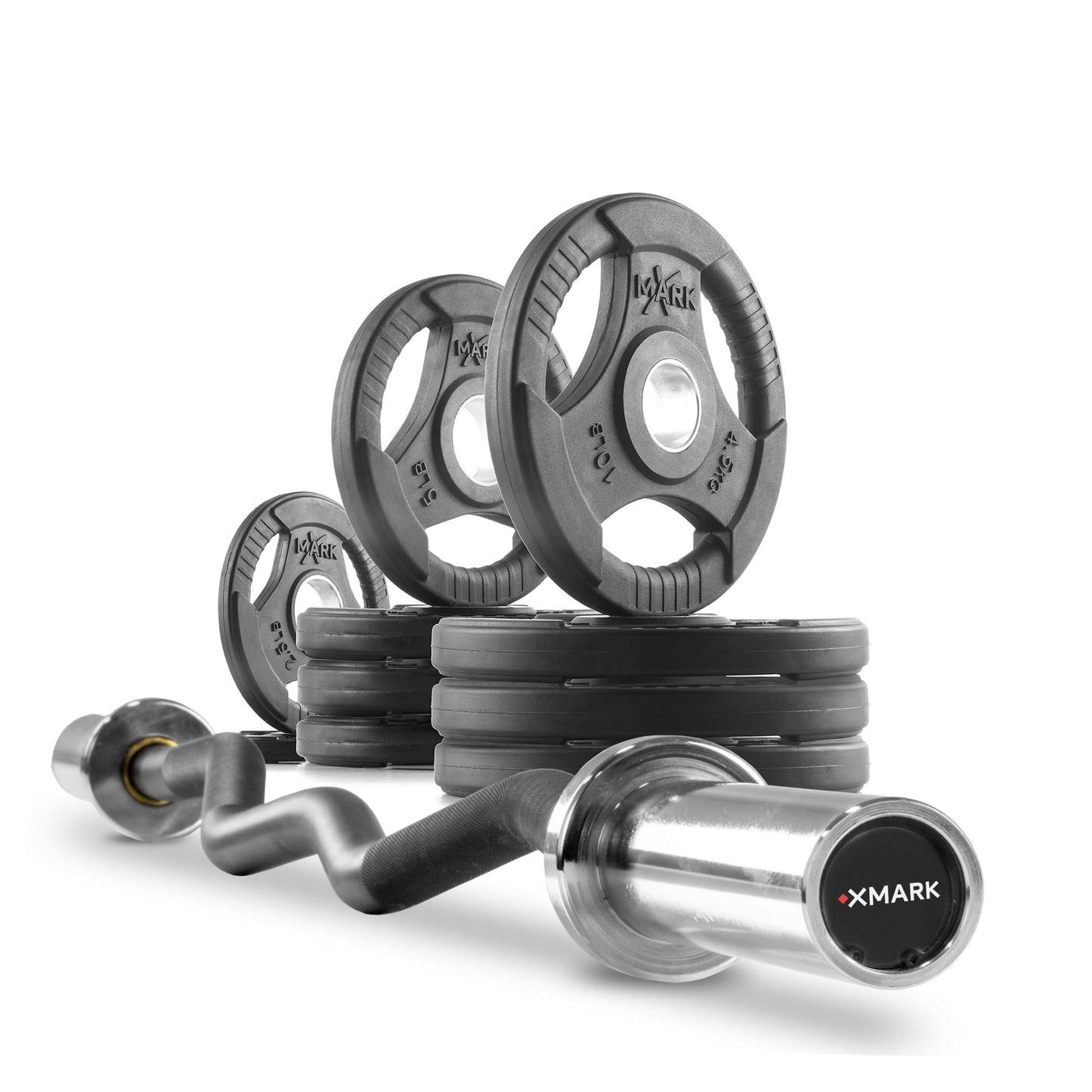 Tri - Grip Olympic Weight Plates and Curl Barbell Sets - Grit Grind Strength