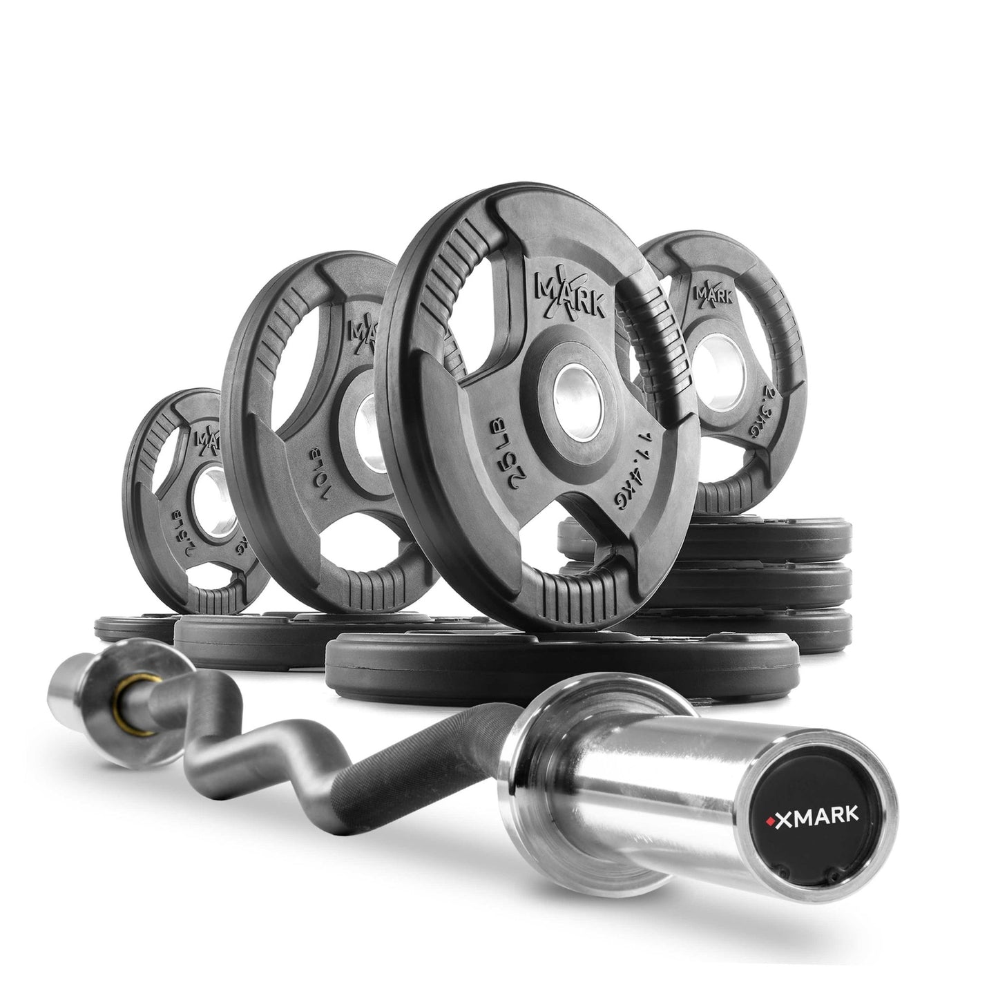 Tri - Grip Olympic Weight Plates and Curl Barbell Sets - Grit Grind Strength