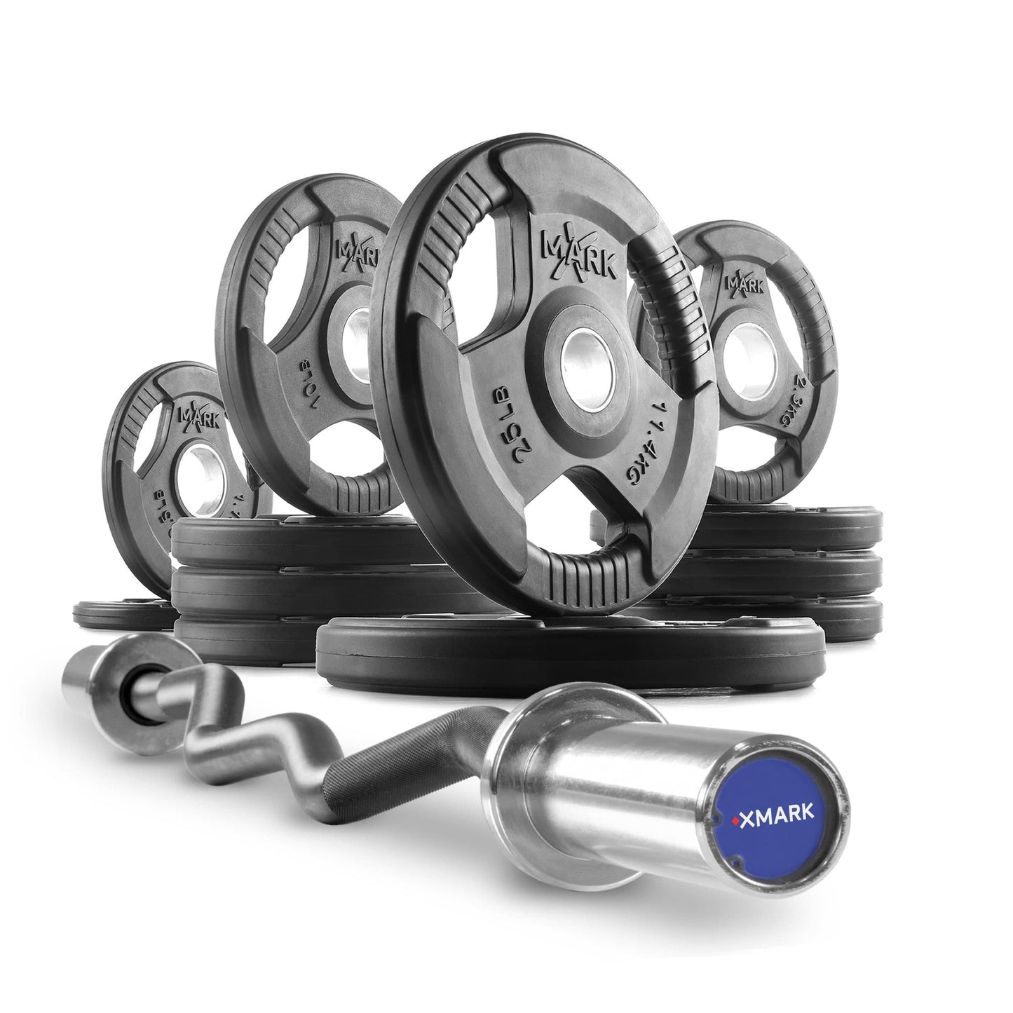Tri - Grip Olympic Weight Plates and Curl Barbell Sets - Grit Grind Strength