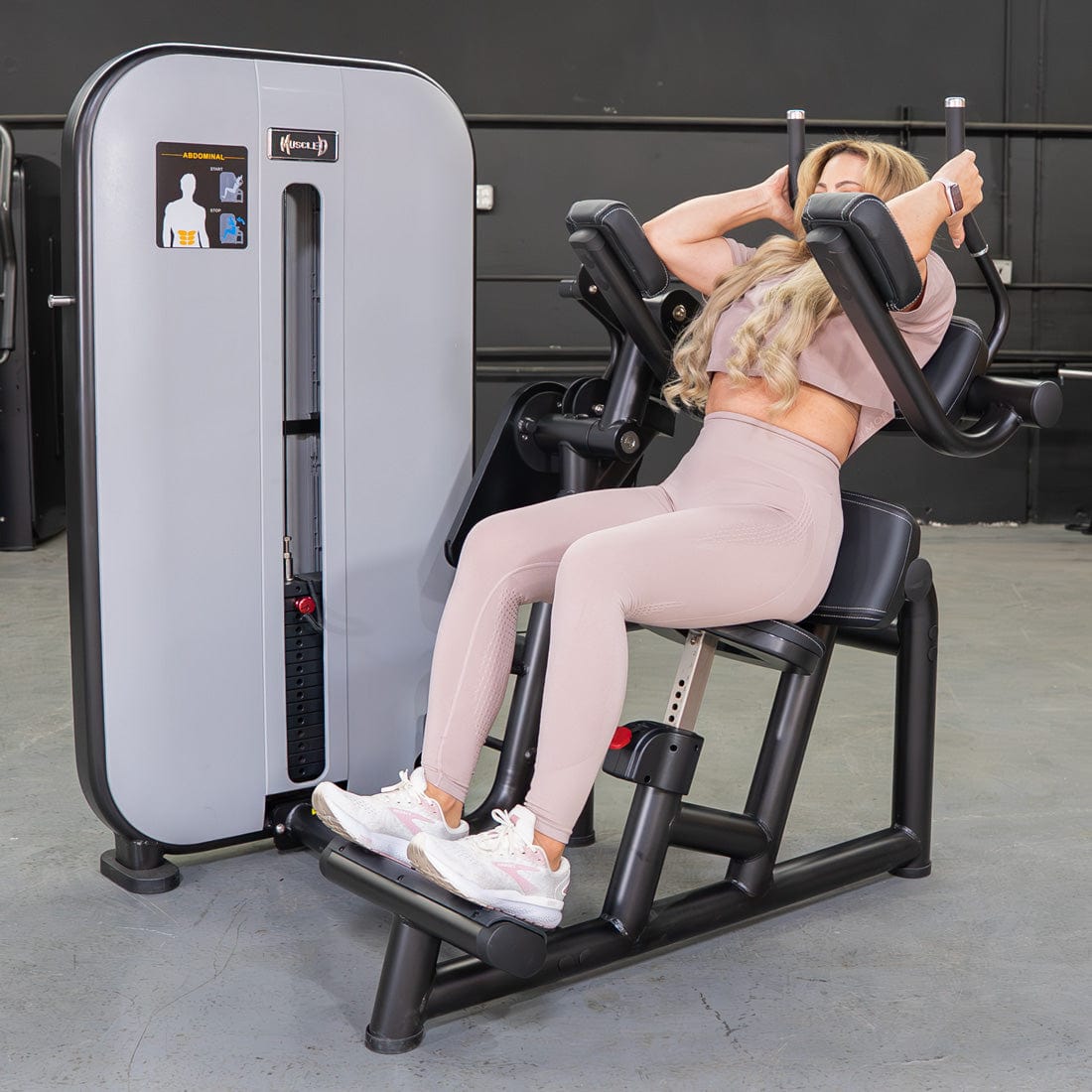 Vogue Ab Crunch - Muscle D Fitness - Adjustable Seat - Abdominal Workout - Selectorized Weight - Grit Grind Strength