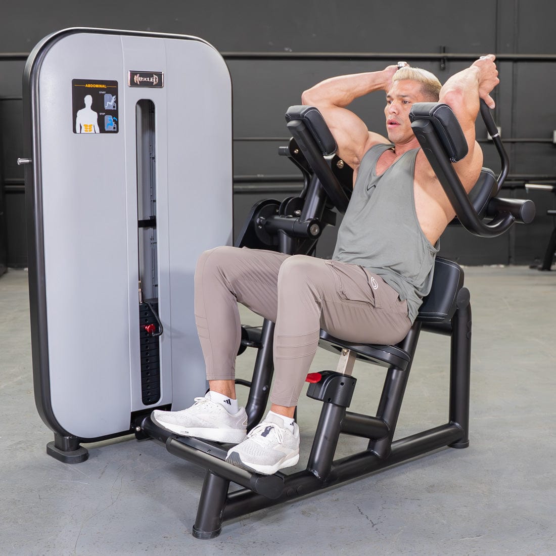 Vogue Ab Crunch - Muscle D Fitness - Adjustable Seat - Abdominal Workout - Selectorized Weight - Grit Grind Strength