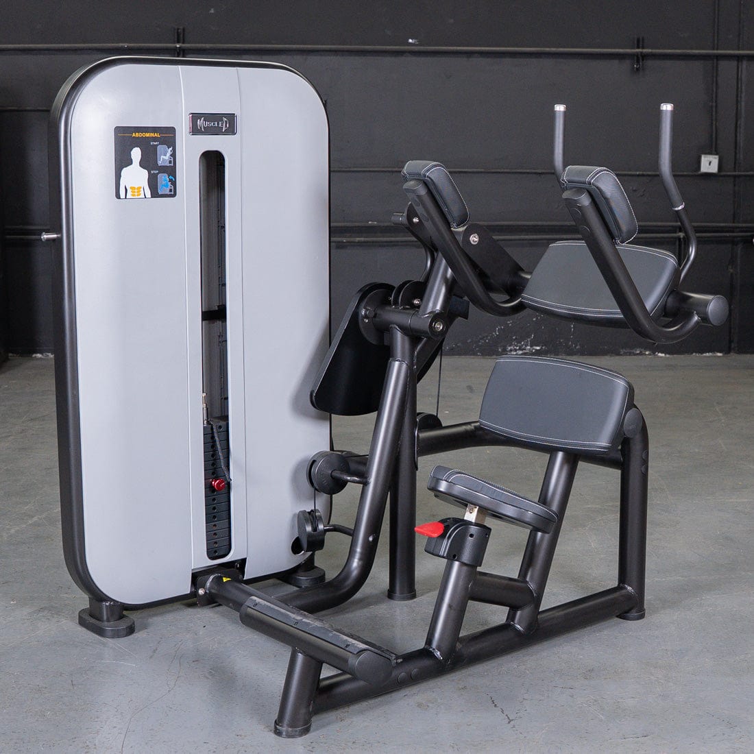 Vogue Ab Crunch - Muscle D Fitness - Adjustable Seat - Abdominal Workout - Selectorized Weight - Grit Grind Strength
