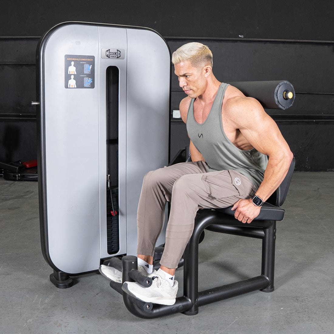 Vogue AB/Back Combo - Muscle D Fitness - Adjustable - Pin Selectorized - Abdominal Back Workouts - Grit Grind Strength
