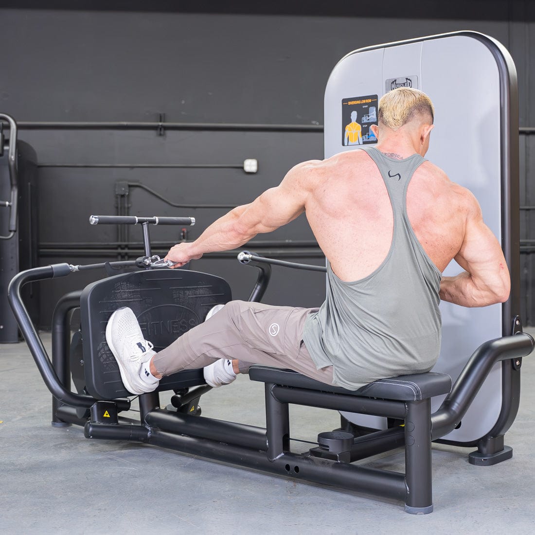 Vogue Diverging Low Row - Seated - Pin Selectorized - Lats Delts Rhomboids Traps Workout - Grit Grind Strength