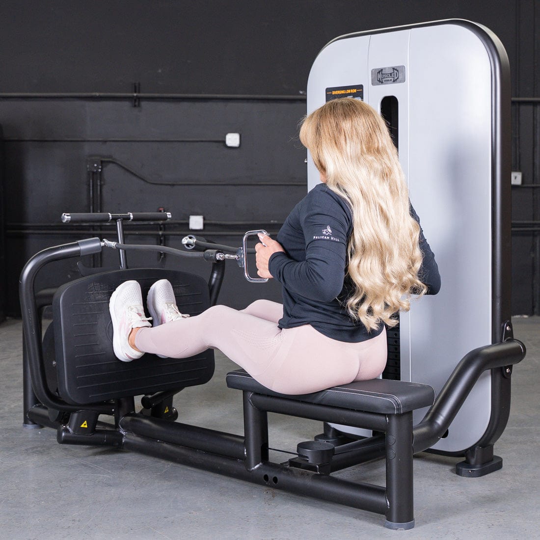 Vogue Diverging Low Row - Seated - Pin Selectorized - Lats Delts Rhomboids Traps Workout - Grit Grind Strength