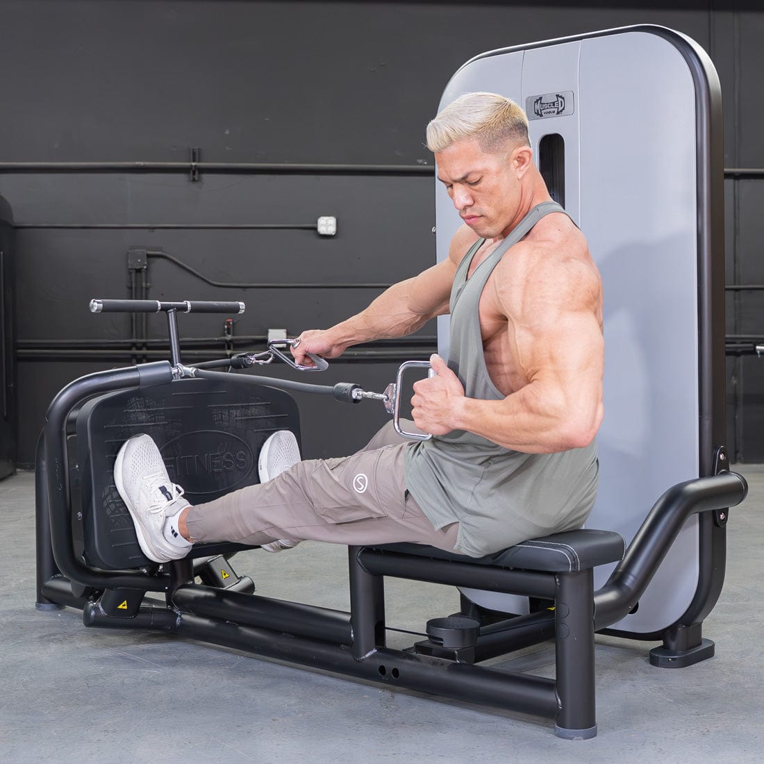 Vogue Diverging Low Row - Seated - Pin Selectorized - Lats Delts Rhomboids Traps Workout - Grit Grind Strength