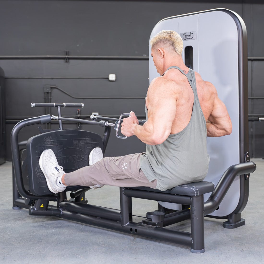 Vogue Diverging Low Row - Seated - Pin Selectorized - Lats Delts Rhomboids Traps Workout - Grit Grind Strength