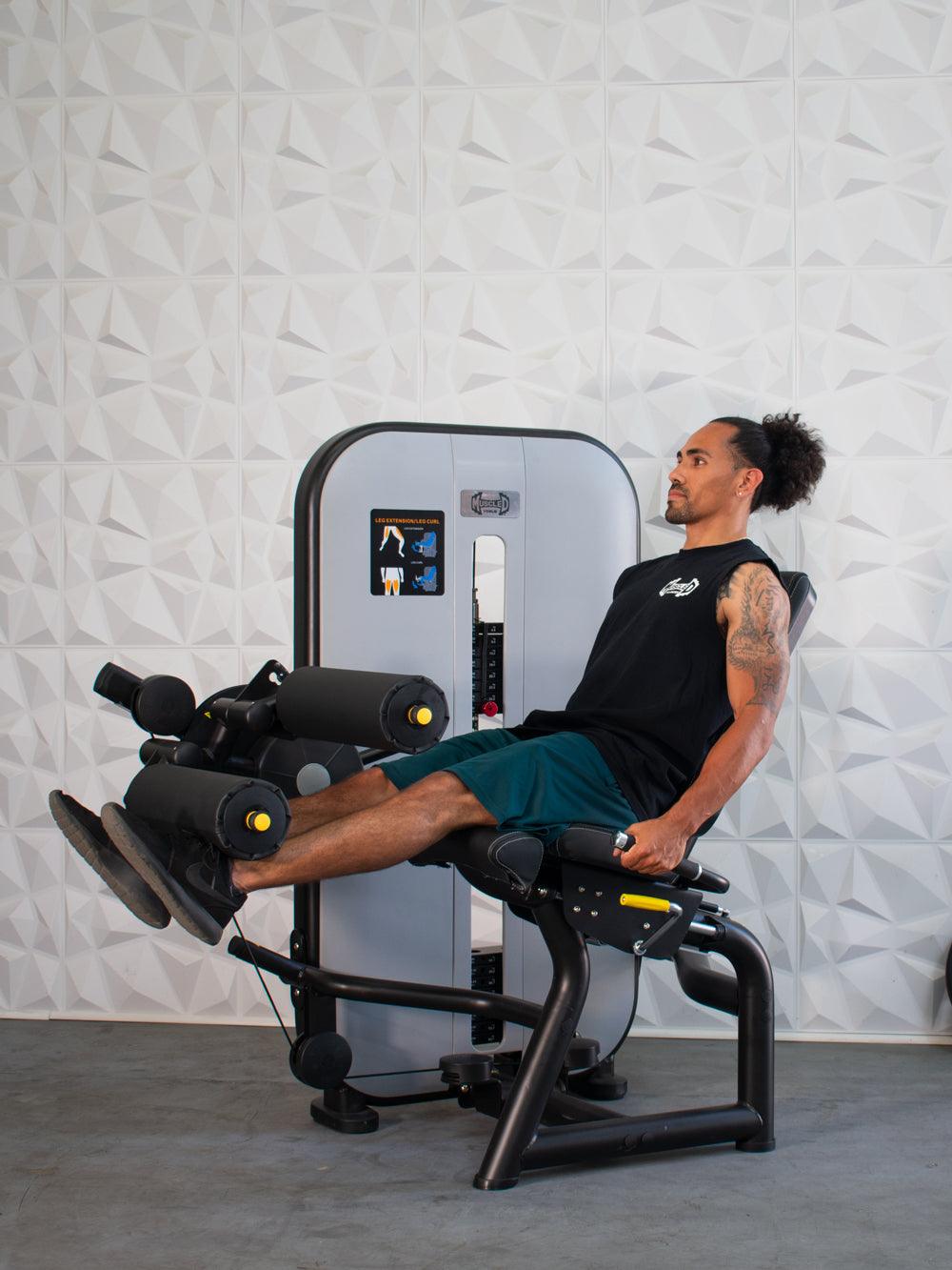 Vogue Leg Extension/Seated Leg Curl Combo - Muscle D Fitness - Adjustable Seat - Pin Selectorized - Quads Hamstring Machine - Grit Grind Strength