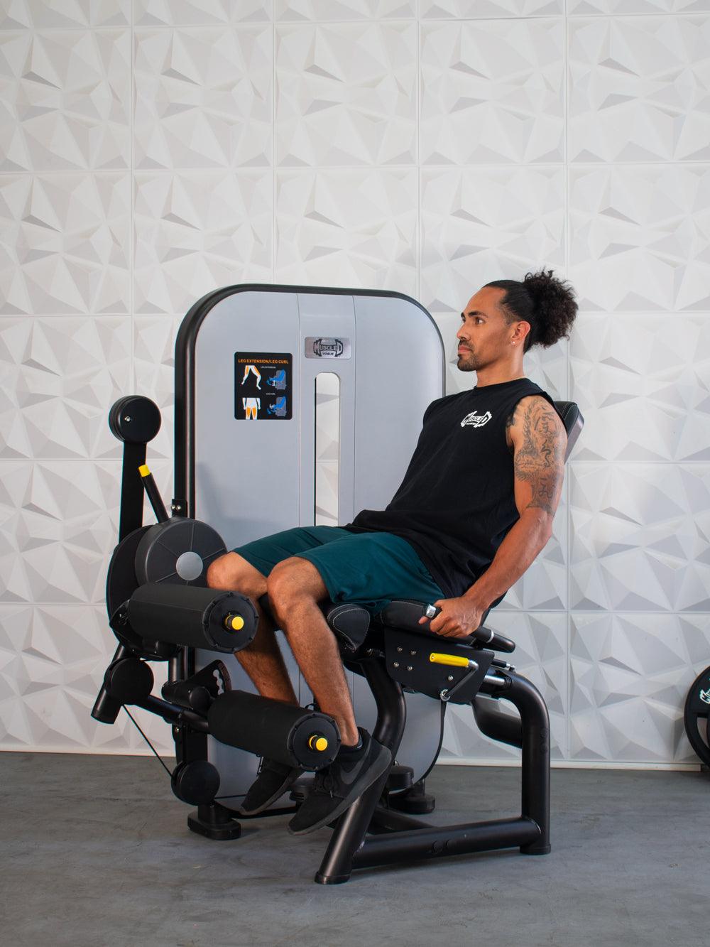 Vogue Leg Extension/Seated Leg Curl Combo - Muscle D Fitness - Adjustable Seat - Pin Selectorized - Quads Hamstring Machine - Grit Grind Strength
