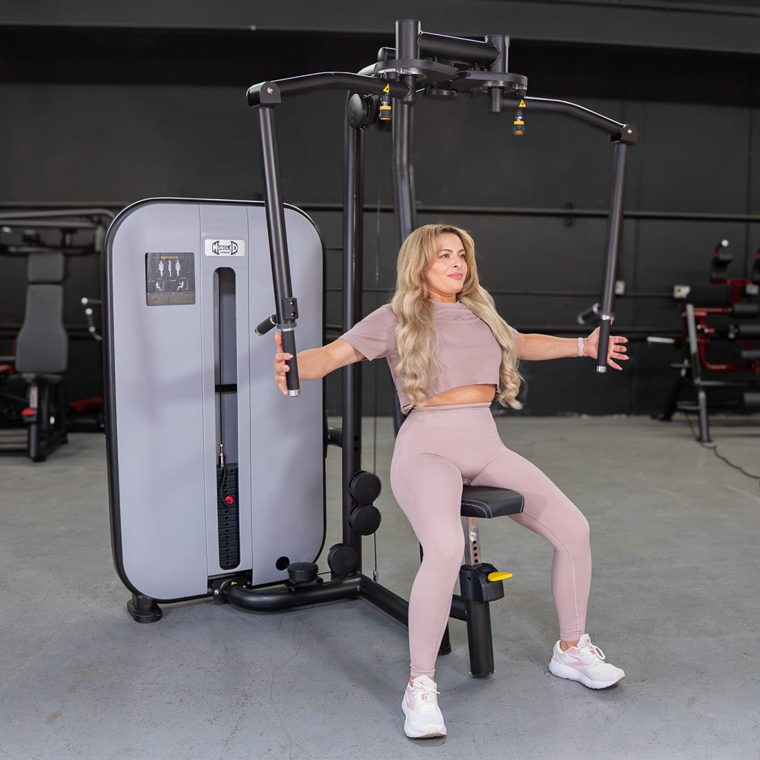 Vogue Pec Deck/Rear Delt - Muscle D Fitness - Adjustable Seat - Pin Selectorized - Chest Back Workout Combo - Grit Grind Strength