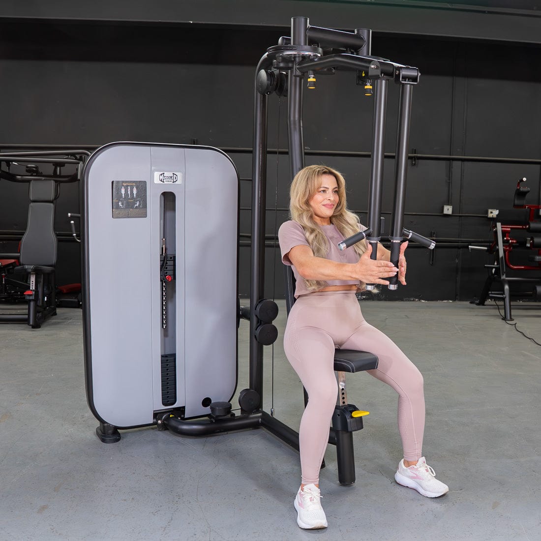 Vogue Pec Deck/Rear Delt - Muscle D Fitness - Adjustable Seat - Pin Selectorized - Chest Back Workout Combo - Grit Grind Strength