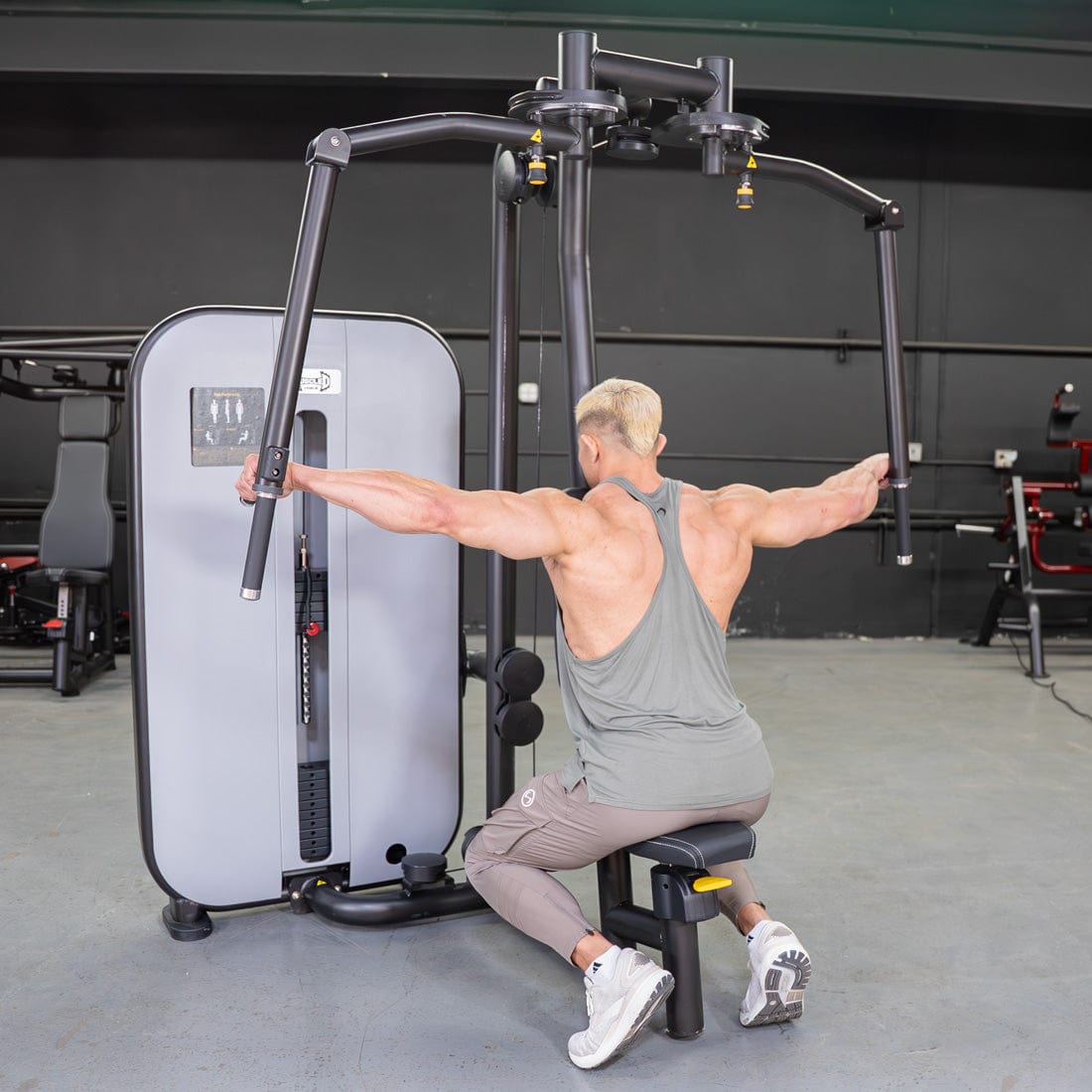 Vogue Pec Deck/Rear Delt - Muscle D Fitness - Adjustable Seat - Pin Selectorized - Chest Back Workout Combo - Grit Grind Strength