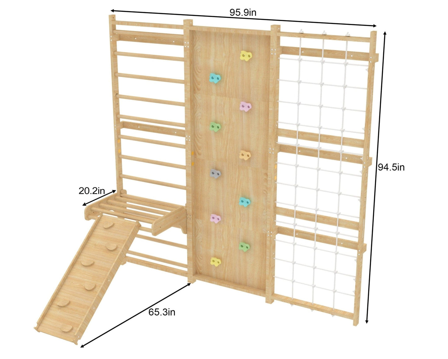 Walnut Modular 9 - in - 1 Swedish Ladder Wall Gym – Indoor Climber for Kids & Toddlers - Grit Grind Strength