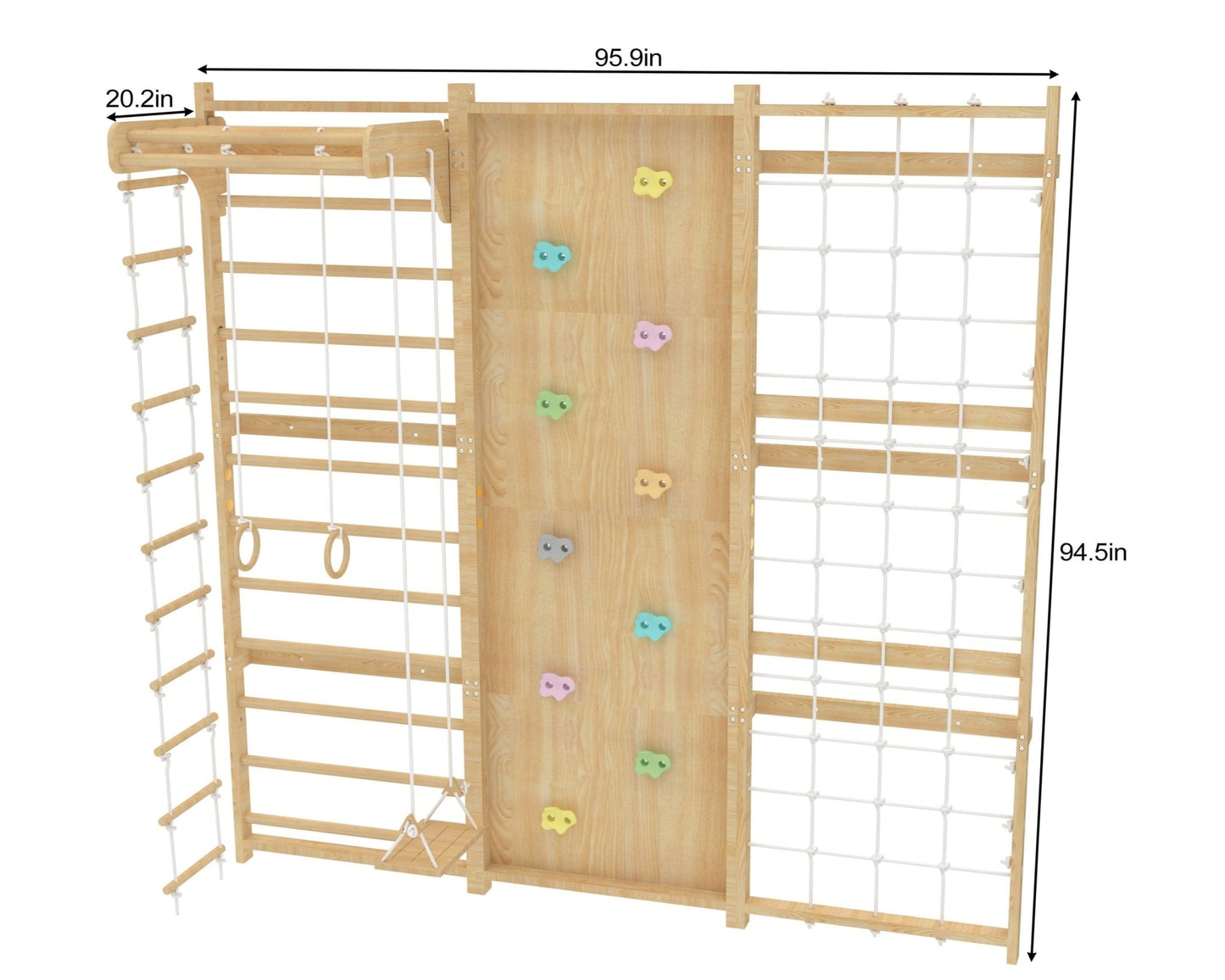 Walnut Modular 9 - in - 1 Swedish Ladder Wall Gym – Indoor Climber for Kids & Toddlers - Grit Grind Strength