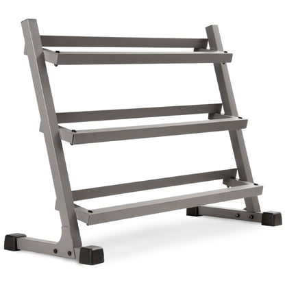 10 - Pairs, 5 to 50 lbs. Hex Dumbbells Includes 3 - Tier Storage Rack - Grit Grind Strength