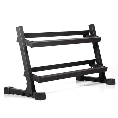 10 to 50 lbs. Rubber Hex Dumbbell Pairs Includes 2 - Tier Storage Rack - Grit Grind Strength