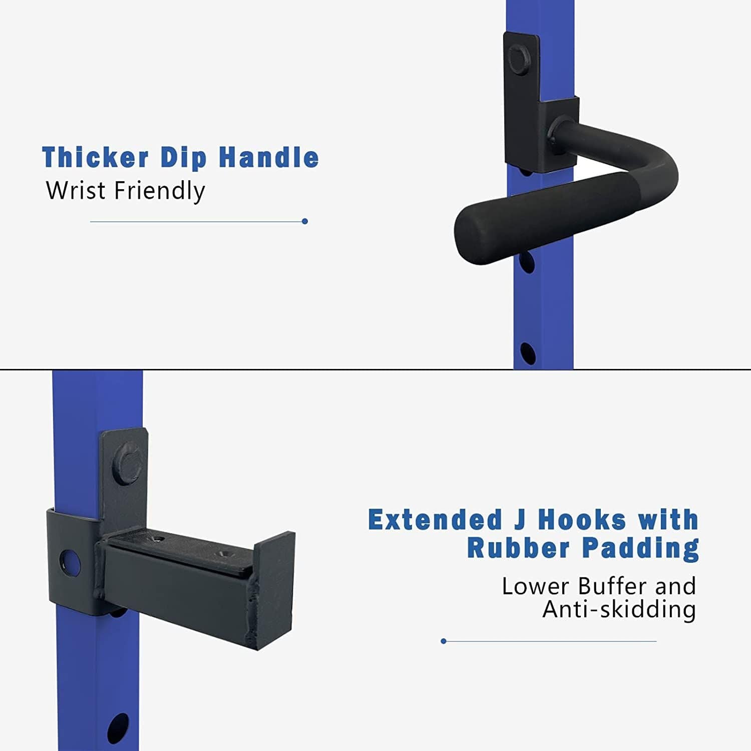1000 lbs. capacity Blue Multi - functional Power Cage, Home Adjustable Pullup Squat Rack Comprehensive Fitness Barbell Rack Olympic Bar - Grit Grind Strength