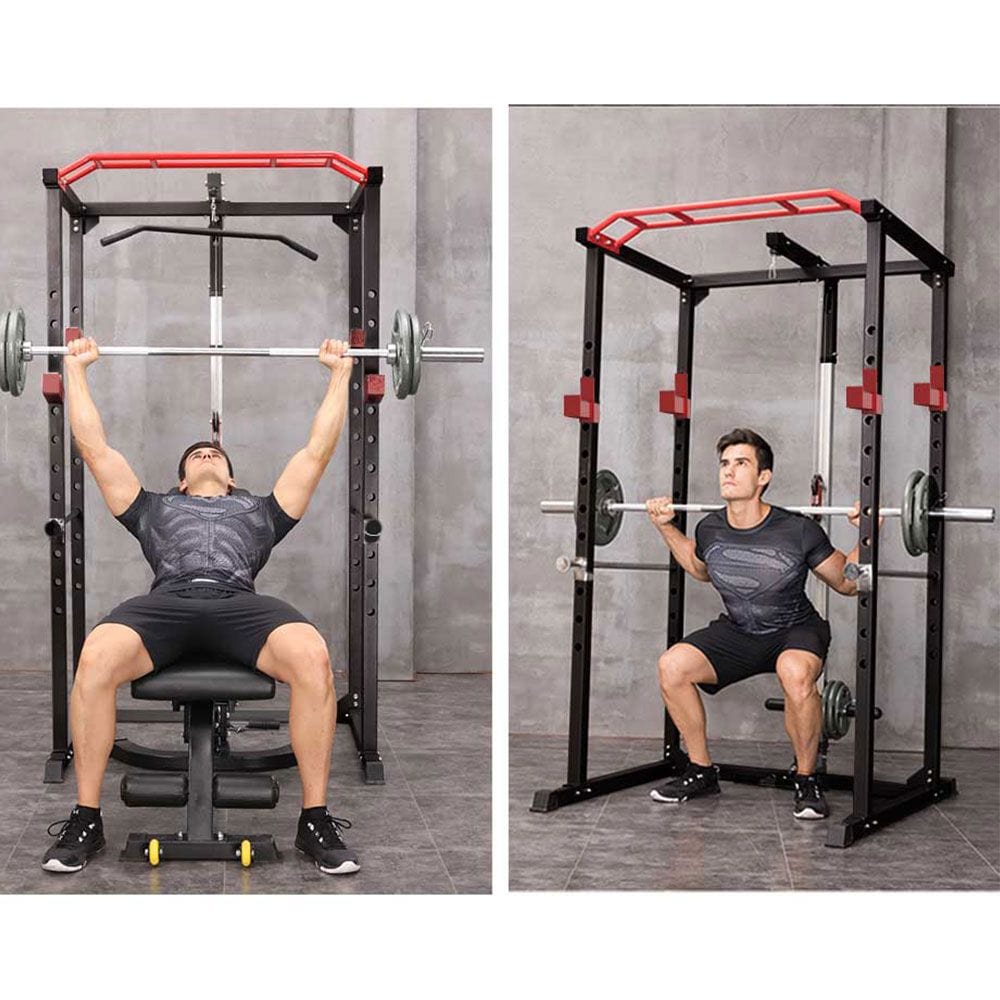 1000 lbs. capacity Multi - functional Power Cage, Home Adjustable Pullup Squat Rack Comprehensive Fitness Barbell Rack - Grit Grind Strength