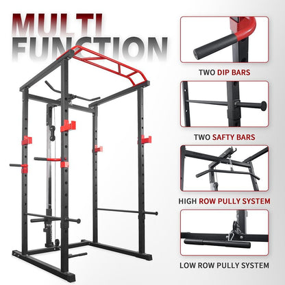 1000 lbs. Multi - functional Power Cage, Home Adjustable Pull up power Rack Comprehensive Fitness Barbell Rack - Grit Grind Strength