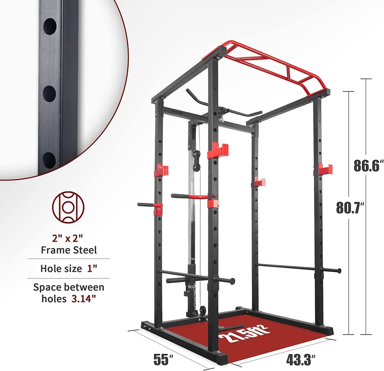 1000 lbs. Multi - functional Power Cage, Home Adjustable Pull up power Rack Comprehensive Fitness Barbell Rack - Grit Grind Strength