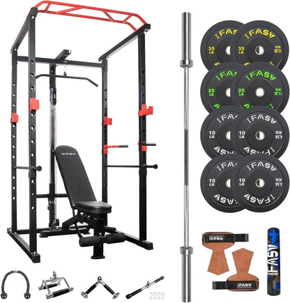 1000 lbs. Multi - functional Power Cage, Home Adjustable Pull up power Rack Comprehensive Fitness Barbell Rack - Grit Grind Strength