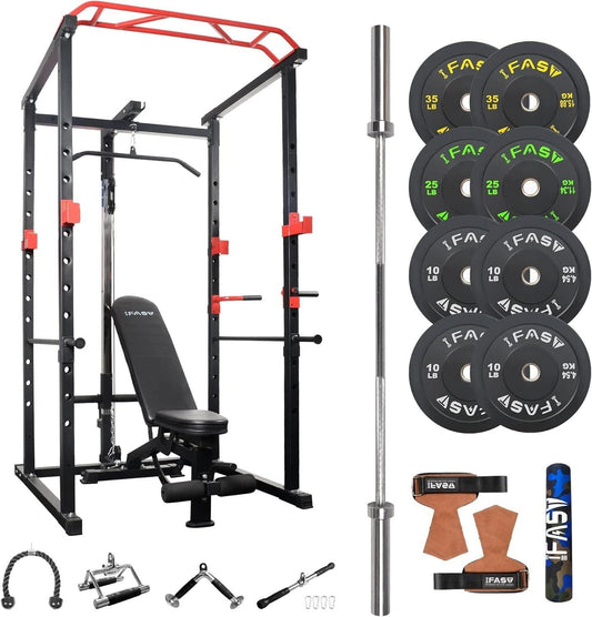 1000 lbs. Multi - functional Power Cage, Home Adjustable Pull up power Rack Comprehensive Fitness Barbell Rack - Grit Grind Strength