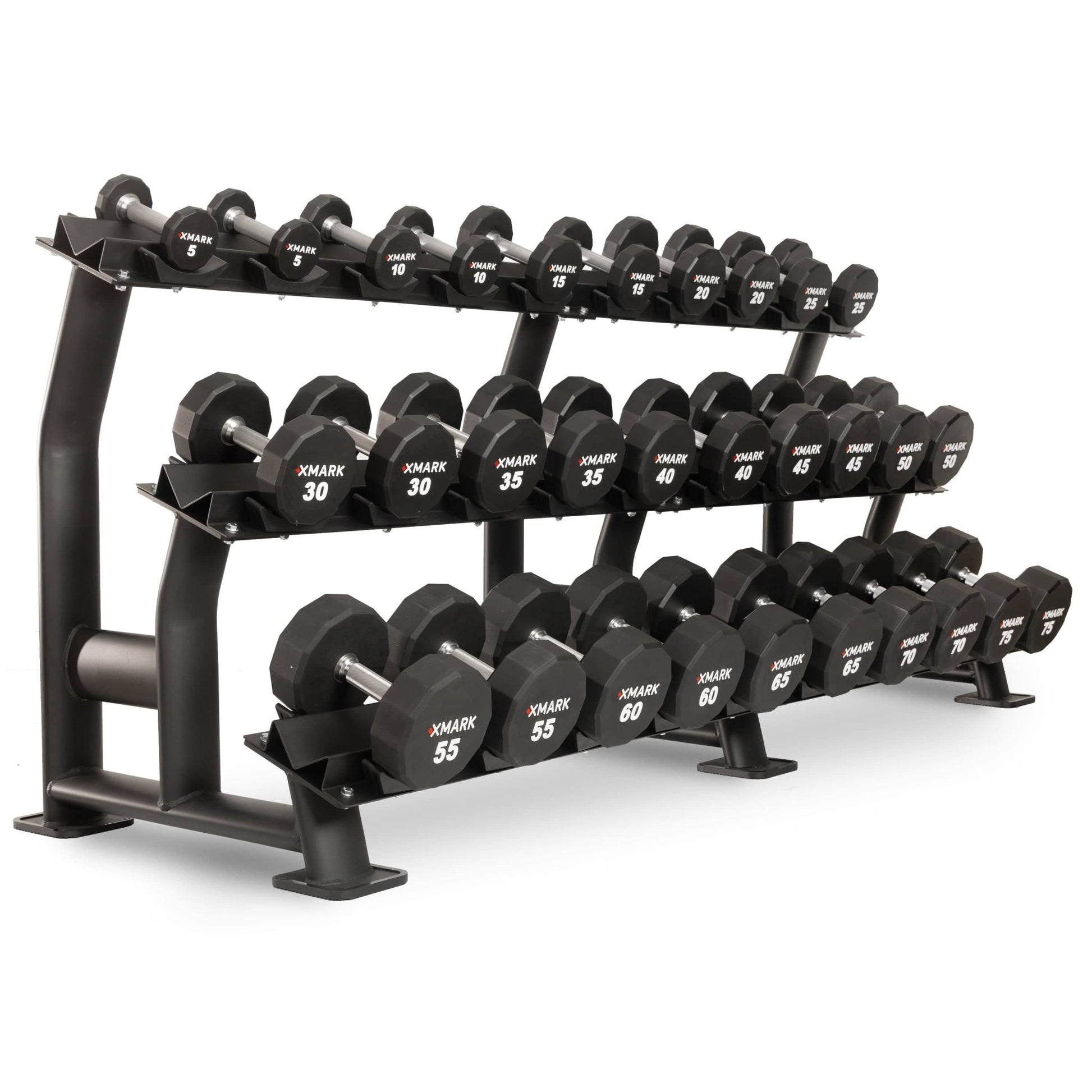 12 - Sided Commercial Urethane Dumbbells (5 - 50 lb and 5 - 75 lb Sets) - Grit Grind Strength