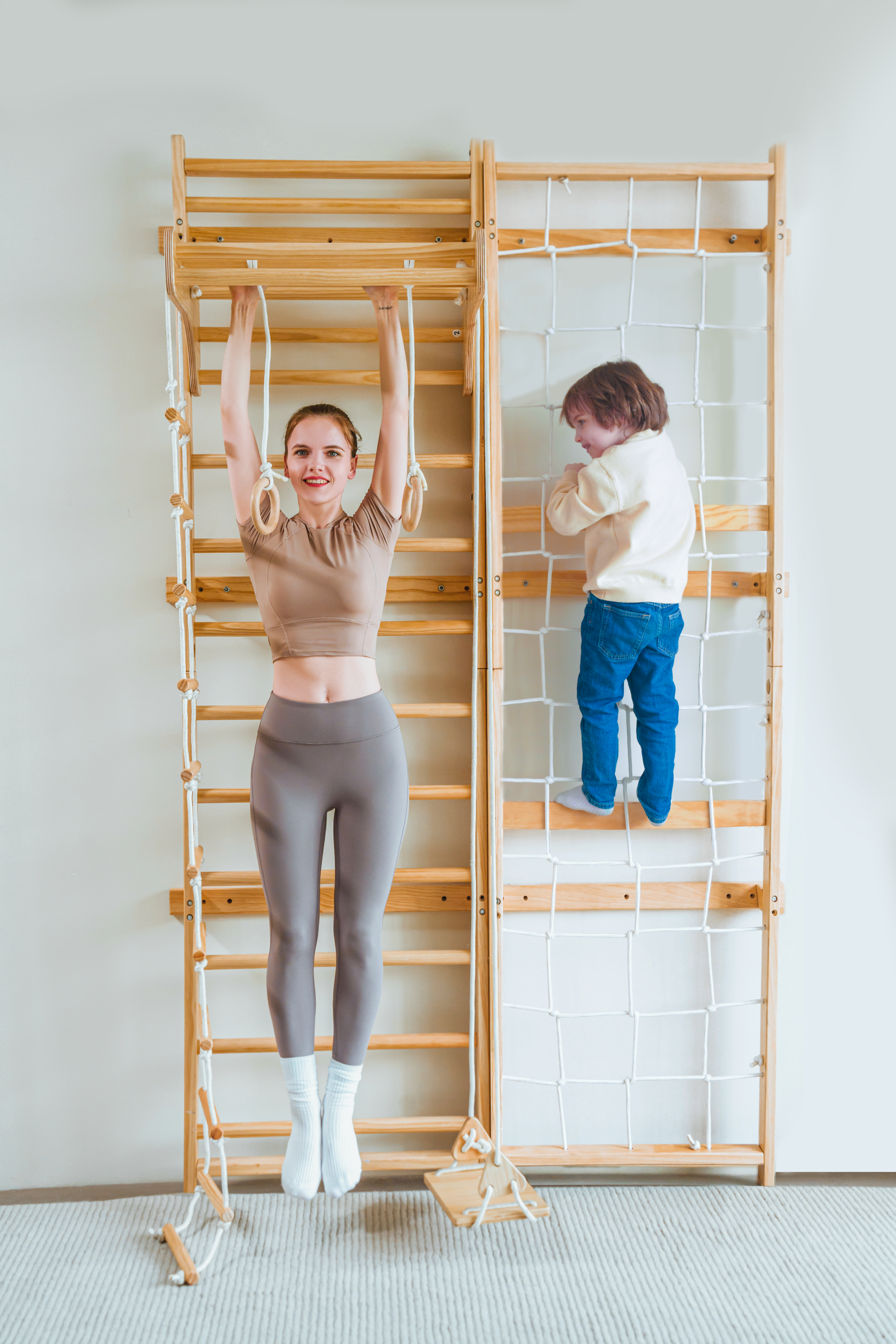 Neem Swedish Wall Ladder & Indoor Wooden Climber for Kids – Home Gym Playset - Grit Grind Strength