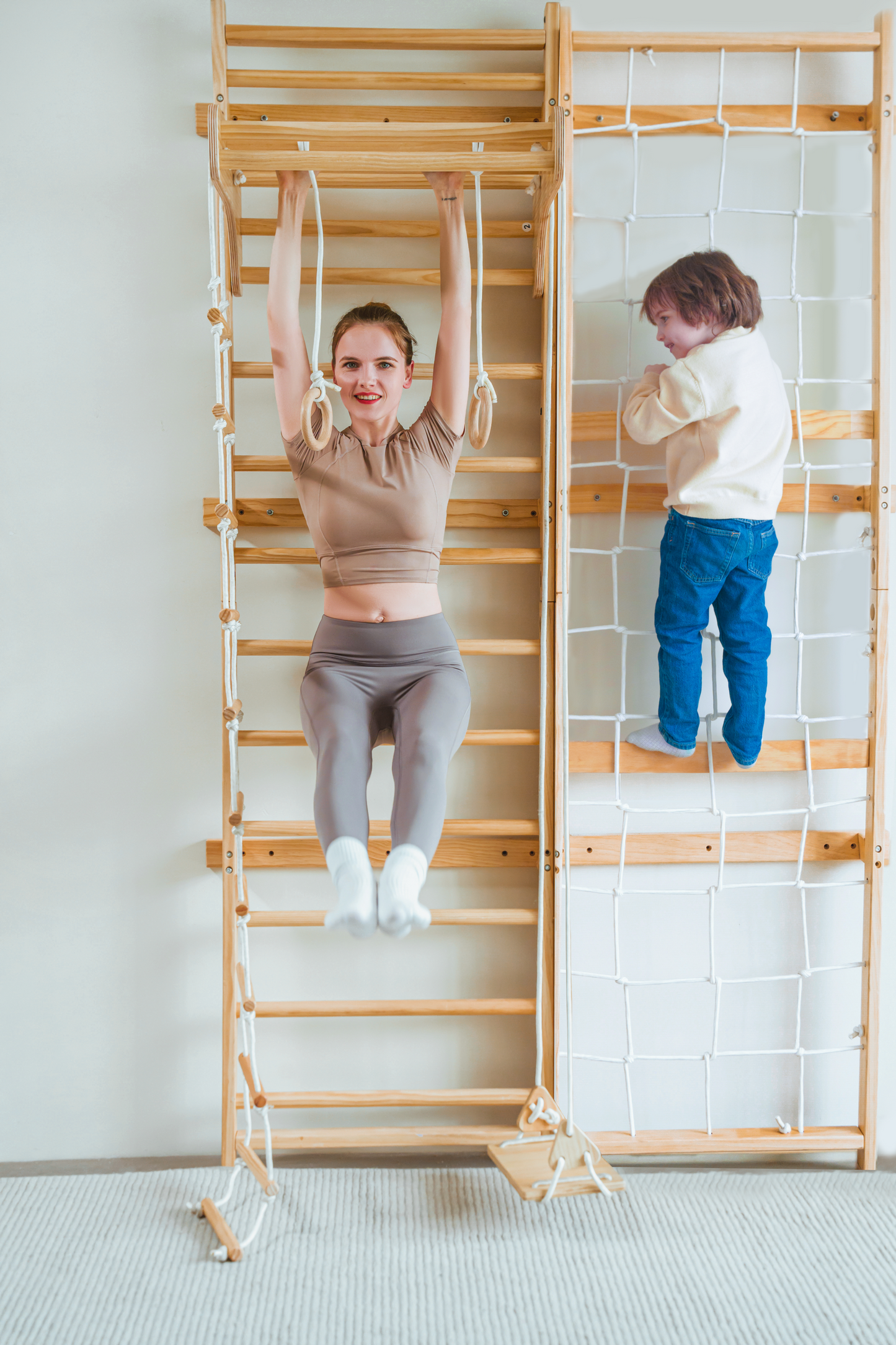 Neem Swedish Wall Ladder & Indoor Wooden Climber for Kids – Home Gym Playset - Grit Grind Strength