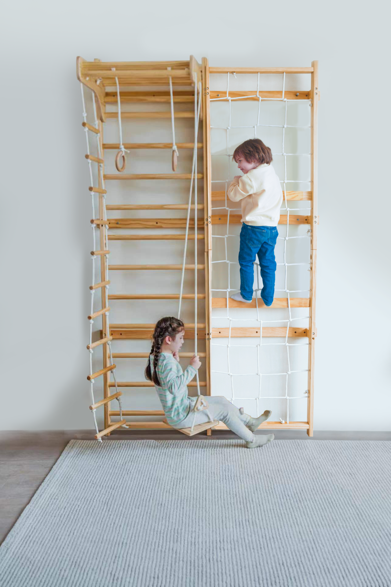 Neem Swedish Wall Ladder & Indoor Wooden Climber for Kids – Home Gym Playset - Grit Grind Strength