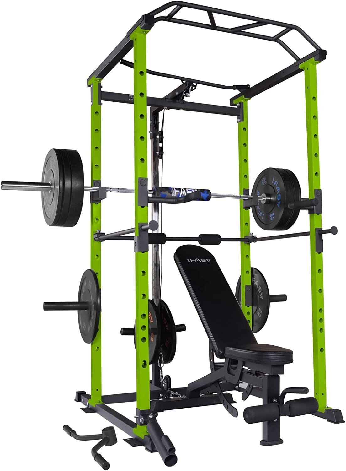 210lb Green Home Gym Set Multi - functional Power Cage, Home Adjustable Pullup power Rack 1000Lbs Capacity Comprehensive Fitness Barbell Rack - Grit Grind Strength