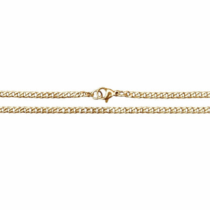 3mm Cuban Link Chain Necklace - 14K Gold Plated Stainless Steel - Grit Grind Strength