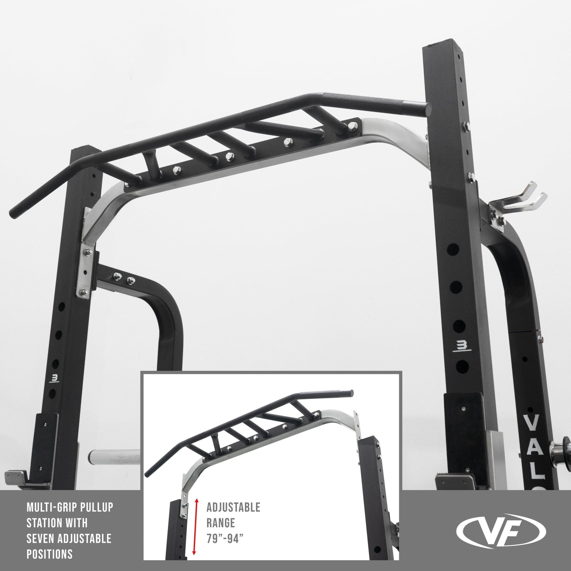3x3 Half Rack w/ Multi Grip Pullup Bar and Plate Storage - Grit Grind Strength