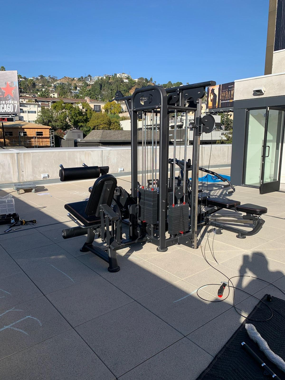 4 Stack Megatron Compact Multi - Gym - Muscle D Fitness - Space Saving - Leg Extension & Curl, Lat Pull, Low Row, Multi - Press - Grit Grind Strength