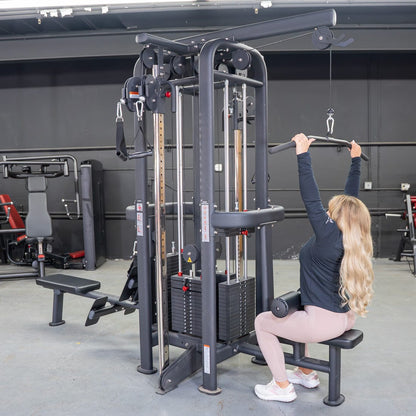 4 Stack Megatron Standard Jungle Gym - 2 Colors - Muscle D Fitness - Low Row, Lat Pulldown, Single Handle Hi/low Pulley, Double Hi/Low Pulley - Grit Grind Strength
