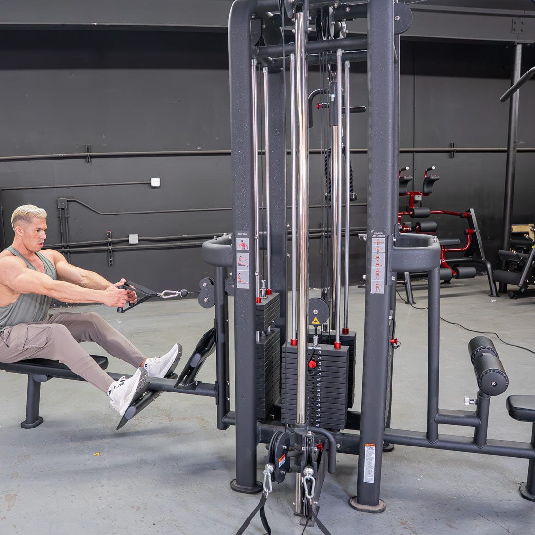 4 Stack Megatron Standard Jungle Gym - 2 Colors - Muscle D Fitness - Low Row, Lat Pulldown, Single Handle Hi/low Pulley, Double Hi/Low Pulley - Grit Grind Strength